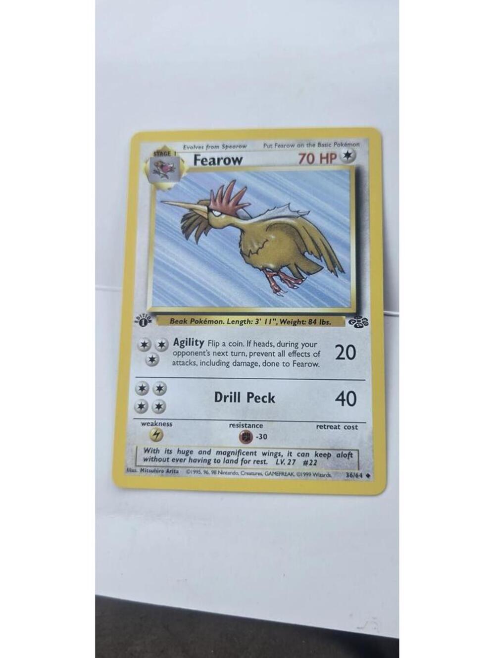 Fearow 1st Edition Base Set Pokemon Card